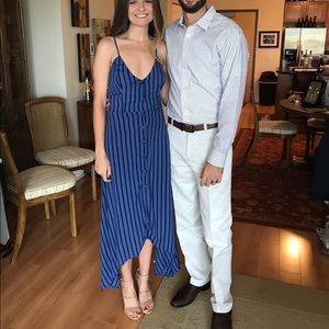 Reformation Razorback Striped Button-Up Dress